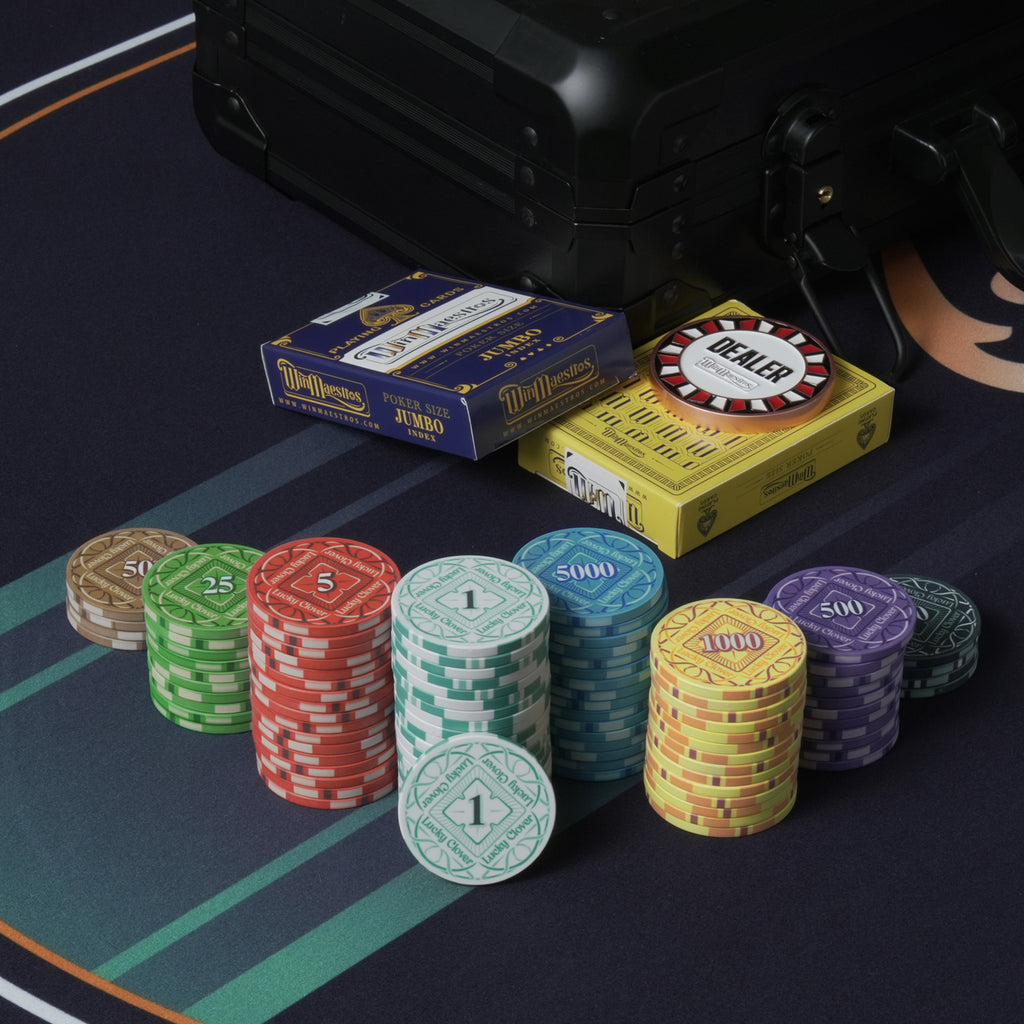 Lucky Clover Ceramic Poker Chip Set