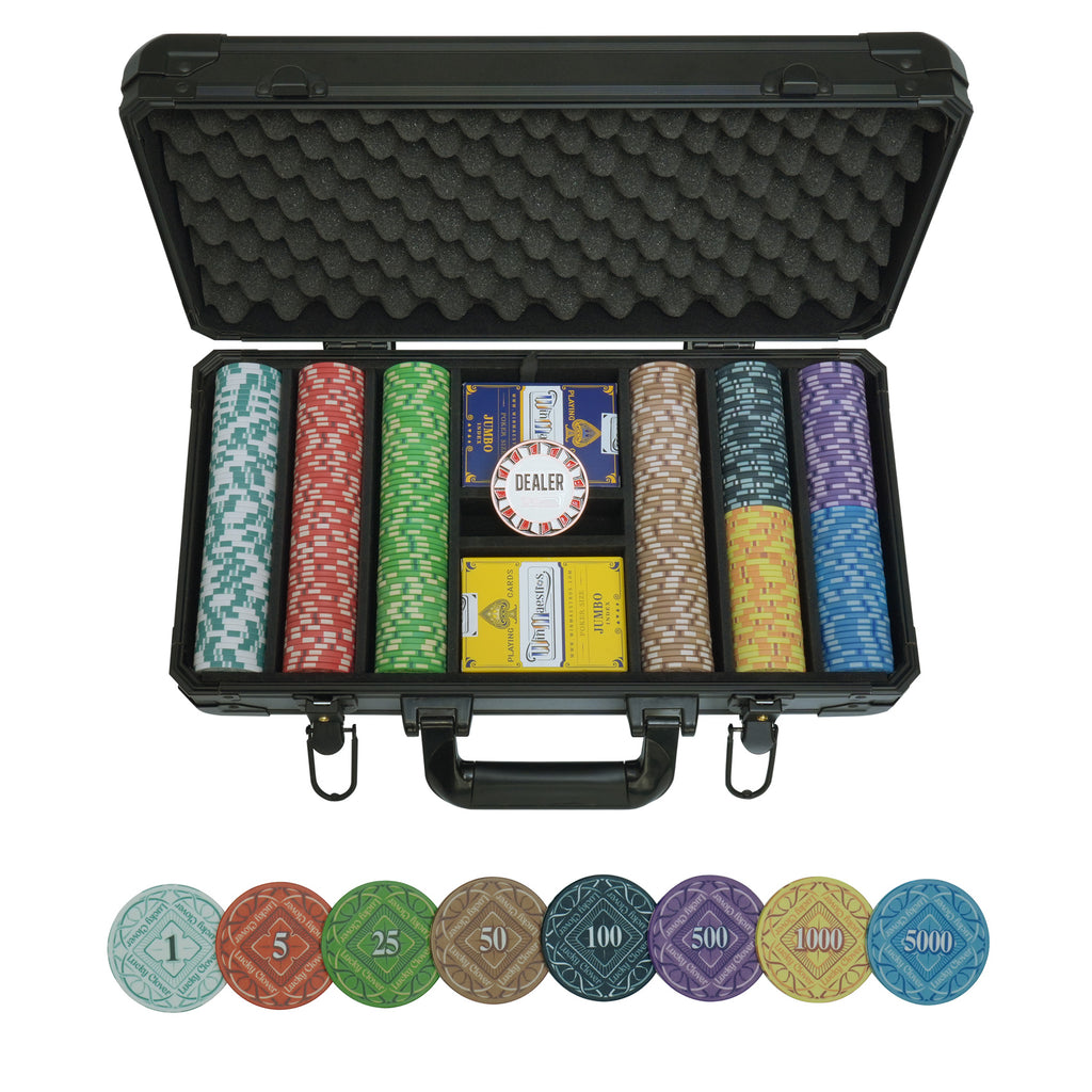 Lucky Clover Ceramic Poker Chip Set