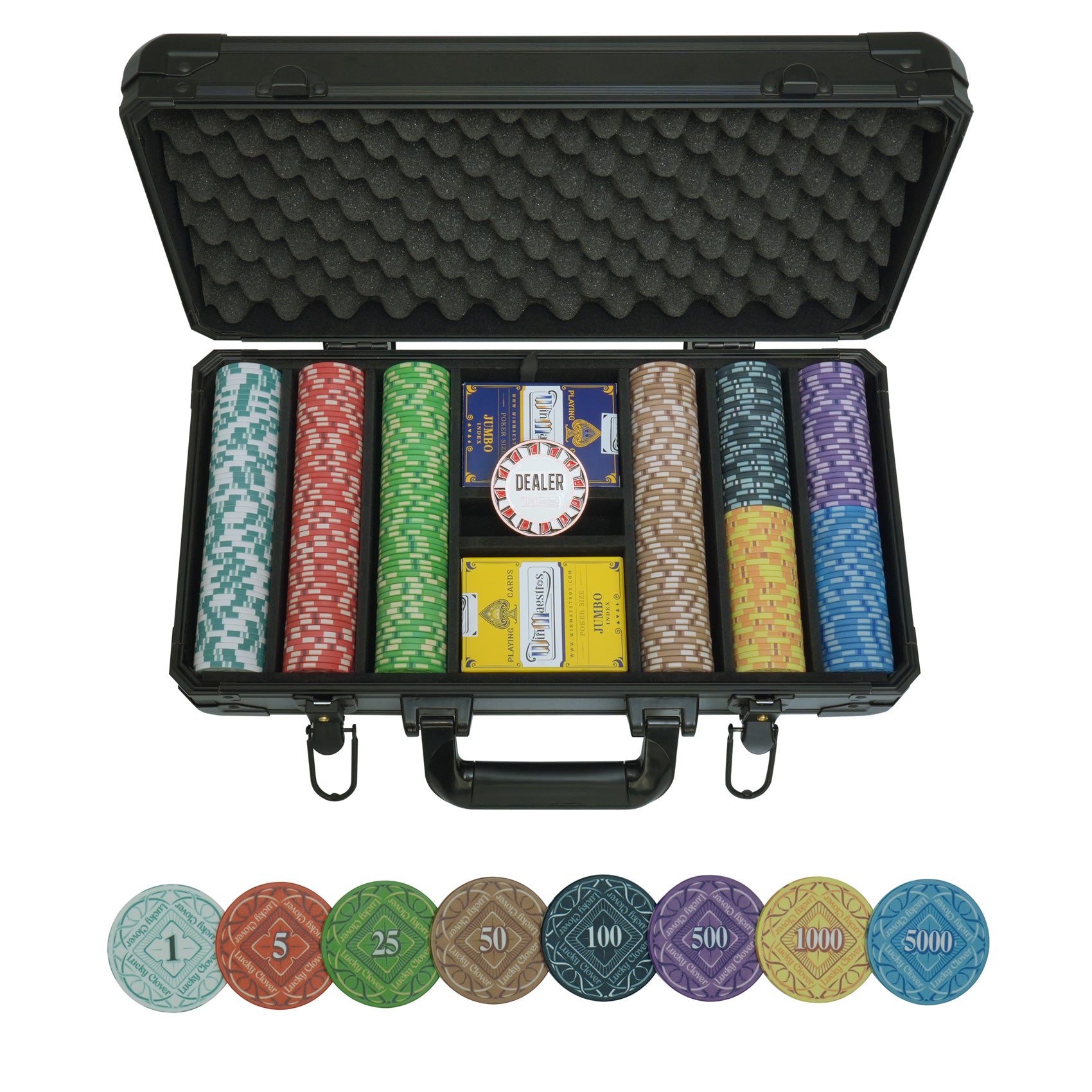 Lucky Clover Ceramic Poker Chip Set
