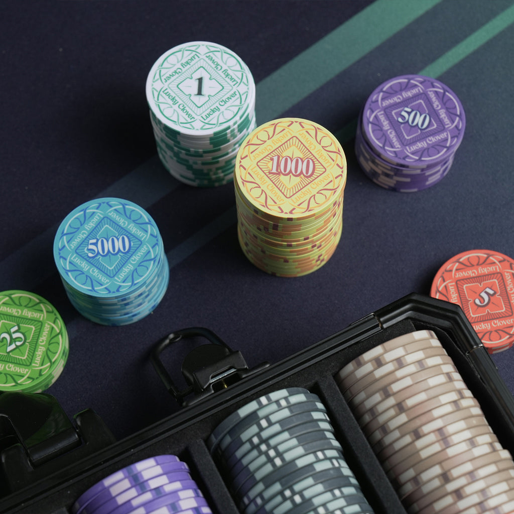 Lucky Clover Ceramic Poker Chip Set