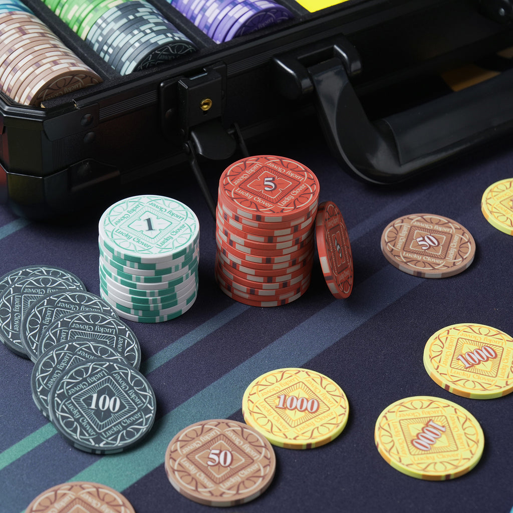 Lucky Clover Ceramic Poker Chip Set